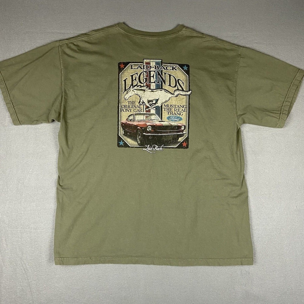 Ford Mustang Laid Back Legends 2XL XXL T Shirt Green Comfort Colors
